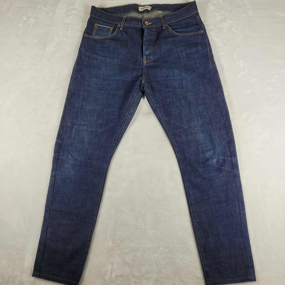 Taylor Stitch Jeans Men's 33 Blue Denim Slim Mid Rise Button Fly Casual Comfort - Picture 1 of 14
